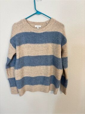 NWOT - Maurice’s Blue Teddy Striped Sweater Beige and Dusty Blue - XS